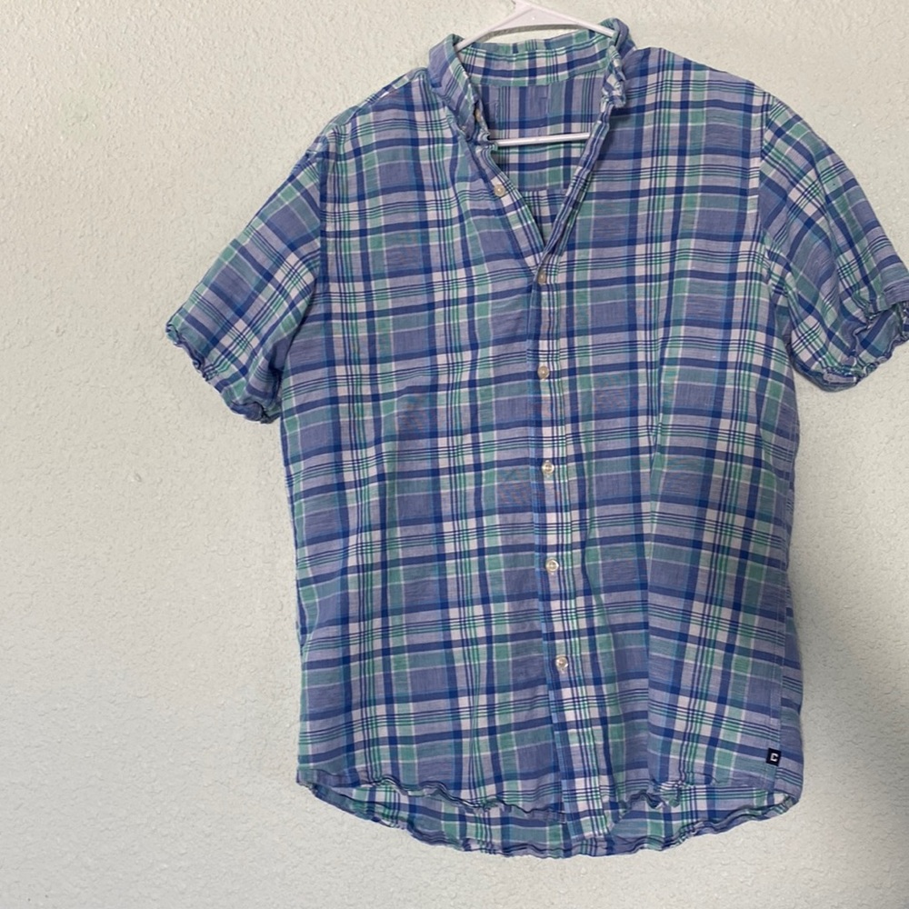 Chaps large MENS linen cotton blend short sleeve shirt
